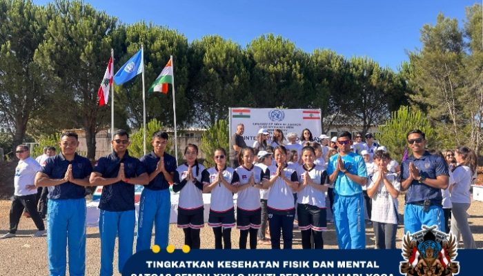 Satgas Sempu XXV-Q Ikuti Perayaan Hari Yoga Internasional di Indobatt