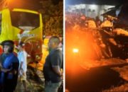 Tragis Laka Maut Bus Seruduk Warung di Kubu Raya,1 Korban Tewas Ditempat