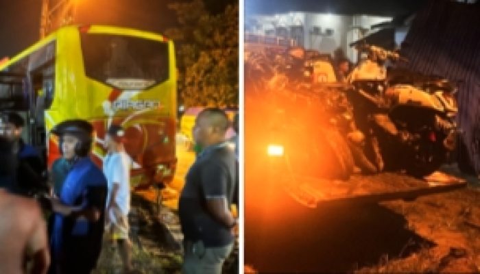 Tragis Laka Maut Bus Seruduk Warung di Kubu Raya,1 Korban Tewas Ditempat