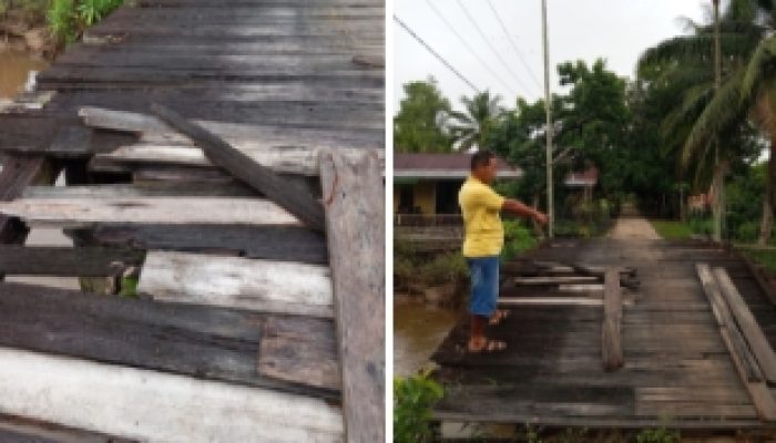 4 Jembatan Penghubung antar Desa Rusak di Olak – Olak, Warga Minta Pemda Kubu Raya Perbaiki