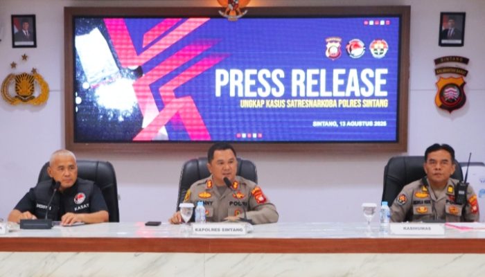 Polres Sintang Musnahkan Barang Bukti 127.87 Gram Sabu dan 601 Ekstasi