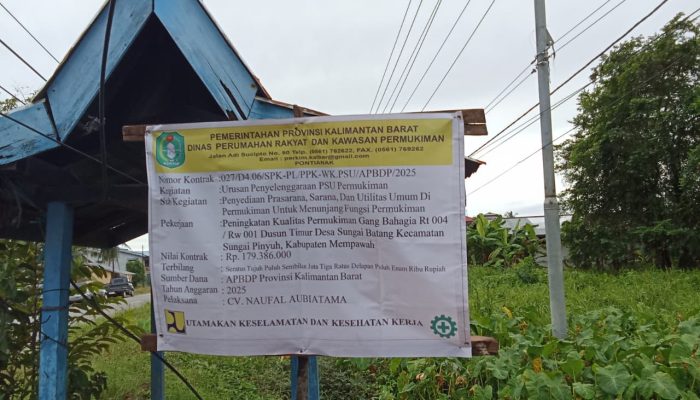 Mempawah Kalbar Diduga Asal Jadi, Pekerjaan Peningkatan Kualitas Permukiman Jalan Lingkungan Dinas Perkim Provinsi Kalbar