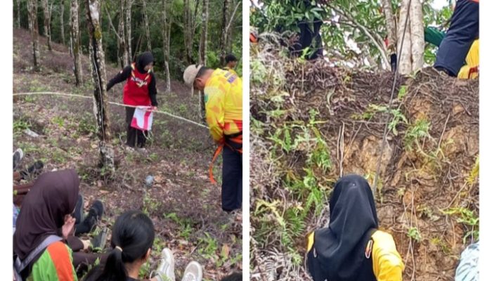 Saka Bhayangkara Polres Melawi Gelar Pembinaan dan Latihan Refling di Tebing Belakang Kantor TVRI Nanga Pinoh