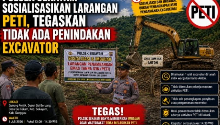 Polsek Sekayam Sosialisasikan Larangan PETI, Tegaskan Excavator Tidak Diamankan